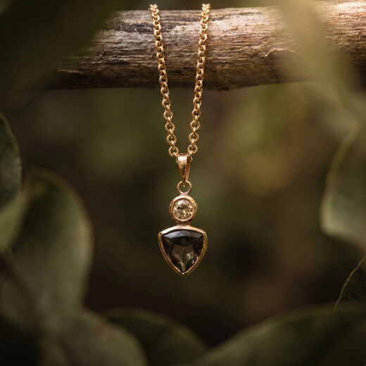 Smoky quartz triangular necklace by Mirabelle